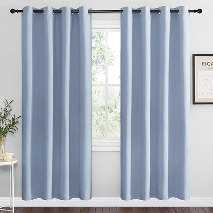 NICETOWN Vintage Blue Blackout Curtains 78 inches Length for Living Room, 2 Panels, 55" Wide, Thermal Insulated Decoration Drapes for Bedroom Window