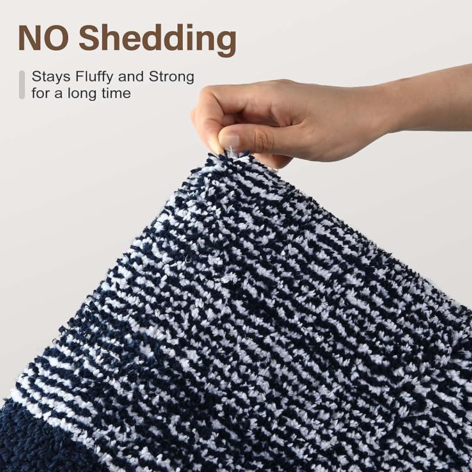 36x24 Large Bathroom Rugs Washable Non Slip, Dark Blue Bath Mat for Bathroom Floor Tub, Soft Absorbent Quick Dry Mats for Shower, Bathtub,Home Decor