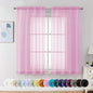 Chyhomenyc Pink Sheer Curtains 54 Inch Long 2 Panels, Light Filtering Rod Pocket Voile Short Curtains Drapes for Living Room Bedroom Small Windows, 42Wx54L Inches