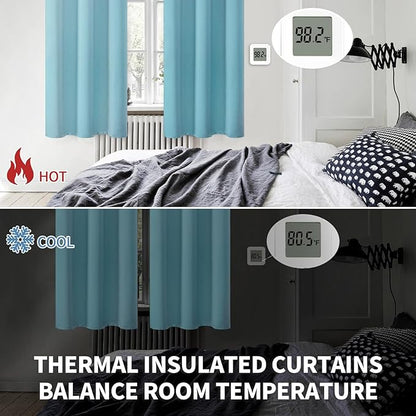 BGment Blackout Curtains - Grommet Thermal Insulated Room Darkening Bedroom and Living Room Curtains, Set of 2 Panels (38 x 84 Inch, Aqua)