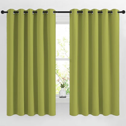 NICETOWN Room Darkening Draperies Curtains Panels - Window Treatment Thermal Insulated Solid Grommet Room Darkening Curtains/Panels/Drapes for Bedroom (Fresh Green, Set of 2, 66 by 66 Inch)