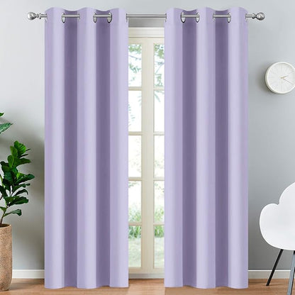 Yakamok Blackout Curtains for Bedroom - Grommet Thermal Insulated Room Darkening Curtains for Living Room, Set of 2 Panels (38 x 84Inch, Lilac)