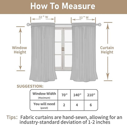 LAMIT Fresh Green Linen Boho Curtains 68 inch Length 2 Panels, Light Filtering Semi Sheer Panels Back Tab and Rod Pocket Neutral Drapes for Bedroom/Living Room, 52 x 68 Inch