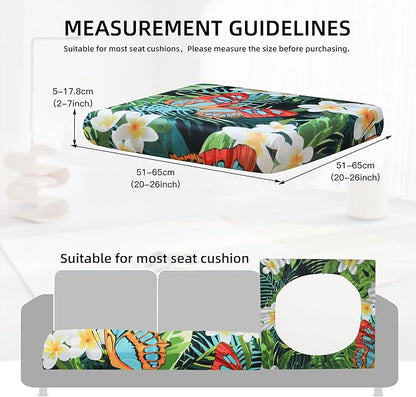 8Pcs Outdoor Cushion Covers, Patio Cushion Covers,Stretch Elastic Slipcovers, Replacement Washable & Reusable Furniture Protector for Patio Couch (Green and Lush,Cover Only)