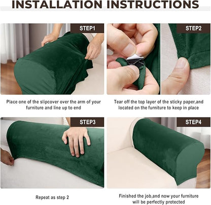Couch Arm Covers 2 Pcs Sofa Armrest Covers Stretch Couch,Armrest Cover for Chairs Scratch-Resistant Sofa Arm Cover Armchair Slipcovers,Christmas Green