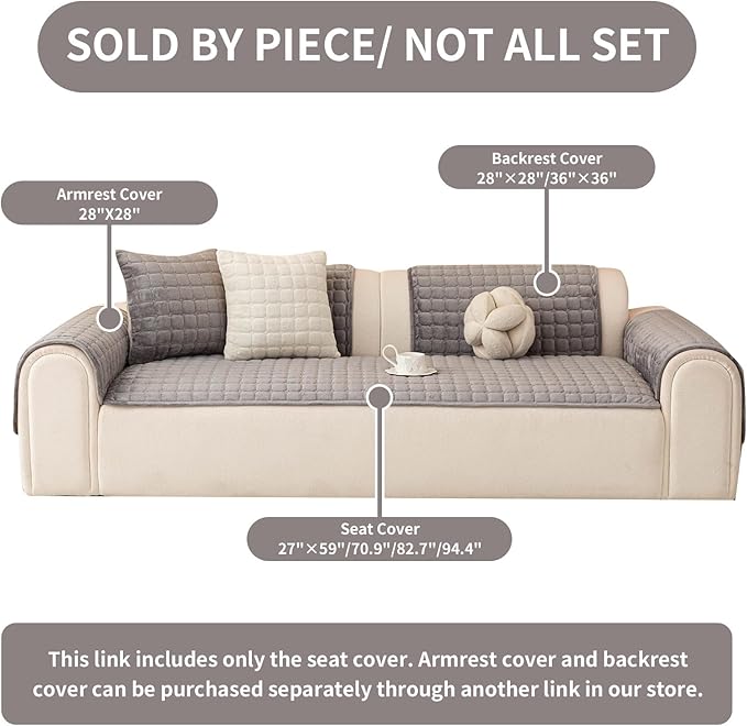 Velvet Couch Covers for Dogs, Dog Sectional Couch Covers, Pet Couchs Cover for 3-4 Seater, Couchs Protector for Dogs, Sectional Sofa Cover for Pet Washable(1PC,Dark Grey,27.6"×82.7")