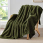 BEDELITE Twin Blanket for Couch & Bed, 300GSM Soft & Warm Fleece Blanket, Decorative and Giftable Striped Olive Green Blankets for Women, Men, 60"x80"