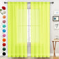 SpaceDresser Basic Rod Pocket Sheer Voile Window Curtain Panels Chartreuse 1 Pair 2 Panels 52 Width 90 Inch Long for Kitchen Bedroom Children Living Room Yard（Chartreuse, 52W x 90L）