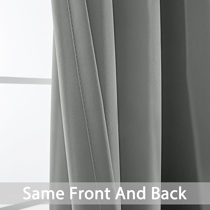 Yakamok 36 Inch Curtains Blackout Window Curtains for Kitchen, Grommet Room Darkening Thermal Insulated Sunlight Block Drapes for Living Room, W 52 x L 36, Dove Grey, 2 Panels