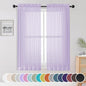 OWENIE Light Purple Sheer Curtains 63 inch Length 2 Panels Set, Rod Pocket Light Filtering Fimly Sheer Curtains for Bedroom Living Room, Soft Solid Color Voile Sheer Curtains, 42Wx63L inch