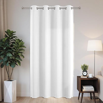 Joydeco Blackout Patio Sliding Door Curtains 84 Inches Long, Grommet Privacy Room Divider Curtains, Extra Wide Thermal Blackout Drapes for Bedroom Living Room (Pure White, 60Wx84L, 1 Panel)