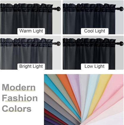 Black Sheer Curtains for Bedroom Living Room 45 Inch Length 2 Panels, Soft Airy Light Filtering Small Kitchen Window Curtains, Rod Pocket Short Curtain Drapes, Black, 42" Wx45 L Inches