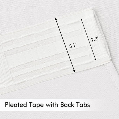 MIULEE Pure White Back Tab Blackout Curtains 108 Inch Long 2 Panels Set for Bedroom, Rod Pocket/Pinch Pleat Extra Long Thermal Insulated Living Room Darkening Pleated Light Blocking Drapes