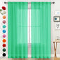 SpaceDresser Basic Rod Pocket Sheer Voile Window Curtain Panels Grass Green 1 Pair 2 Panels 52 Width 54 Inch Long for Kitchen Bedroom Children Living Room Yard（Grass Green, 52W x 54L）