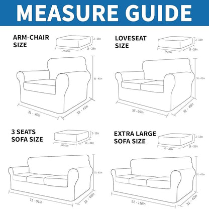 XINEAGE 2026 New 2 Pieces Chair Covers with Arms Super Stretch Chair Slipcover for Living Room Pet Dog Universal Slip Cover Anti Slip Armchair Furniture Protector (Beige), 31"-46"(1 Cushion)
