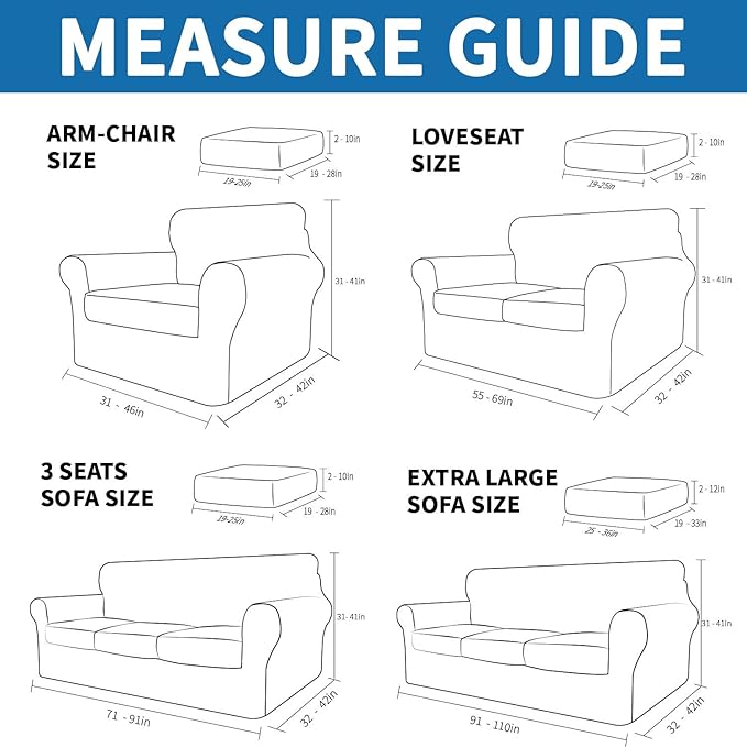 XINEAGE 2026 New 4 Pieces Extra Large Couch Covers for 3 Cushion Sofa Super Stretch Sofa Cover for 3 Large Seat Cushion Universal Fitted Slip Cover for Living Room (Wine Red), 91"-110"(3 Cushions)