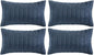 Fancy Homi 4 Packs Dusty Blue Decorative Throw Pillow Covers 14x24 Inch for Living Room Couch Bed Sofa, Rustic Farmhouse Boho Home Decor, Soft Plush Striped Corduroy Square Cushion Case 35x60 cm