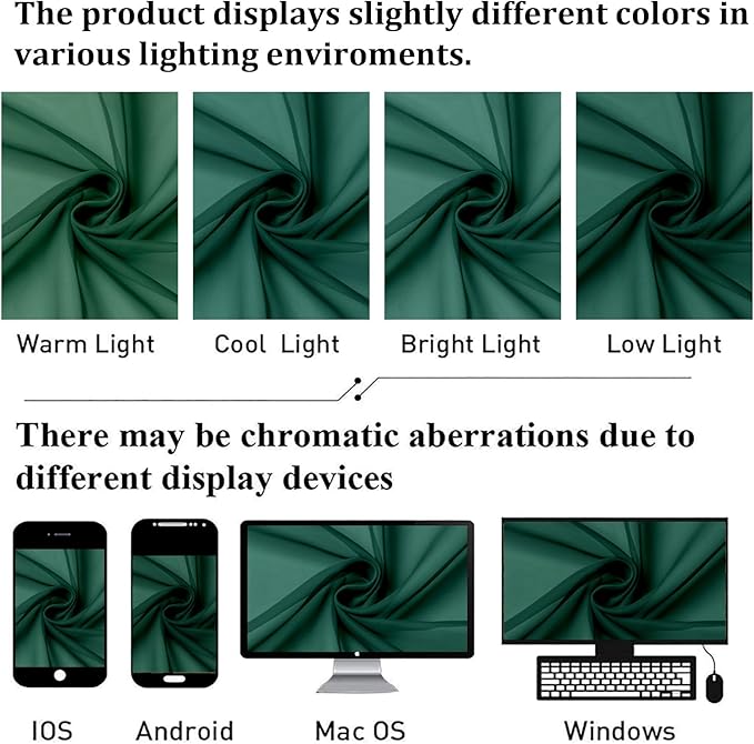 Lecloud Hunter Green Sheer Curtains 54 Inch Length 2 Panels, Voile Light Filtering Curtains with Rod Pocket, Transparent Tulle Drapes for Bedroom Laundry, Each Panel 42 X 54 Inch