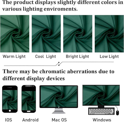 Lecloud Hunter Green Sheer Curtains 54 Inch Length 2 Panels, Voile Light Filtering Curtains with Rod Pocket, Transparent Tulle Drapes for Bedroom Laundry, Each Panel 42 X 54 Inch