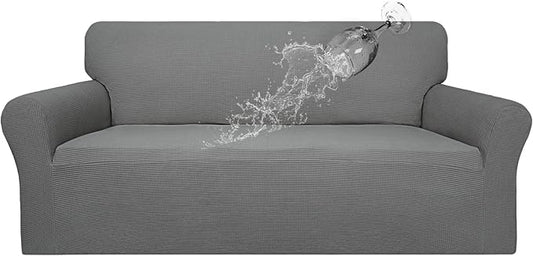 Easy-Going 100% Waterproof Couch Cover, Dual Waterproof Sofa Cover, Stretch Jacquard Sofa Slipcover, Leakproof Furniture Protector for Kids, Pets, Dog and Cat (Oversized Sofa, Grey)