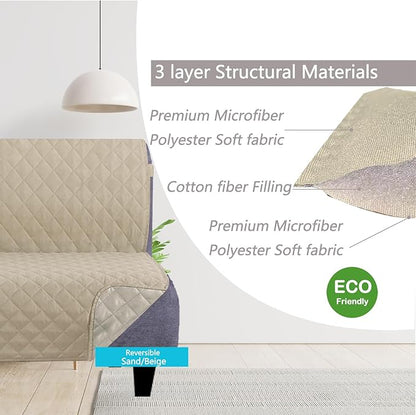 U-NICE HOME Futon Sofa Covers Reversible Sofa Slipcover Armless Cover Furniture Protector Couch Cover Water Resistant (Futon, Sand/Beige)