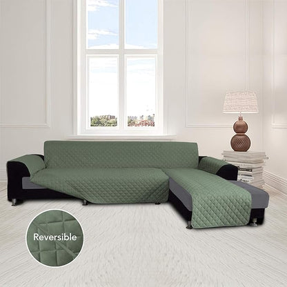 Easy-Going Sofa Slipcover L Shape Sofa Cover Sectional Couch Cover Furniture Protector Mat for Pets Dog Cat (X-Large,Greyish Green/Greyish Green)