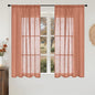 BGment Rust Terracotta Linen Curtains 45 Inch Length, Burnt Orange Semi Sheer Drapes for Bathroom Short Living Room Windows Lightweight with Rod Pocket, 2 Panels Set, Each 42 Inch Wide