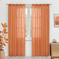 LAMIT Burnt Orange Linen Boho Curtains 80 inch Length 2 Panels, Light Filtering Semi Sheer Panels Back Tab and Rod Pocket Neutral Drapes for Bedroom/Living Room, 34 x 80 Inch