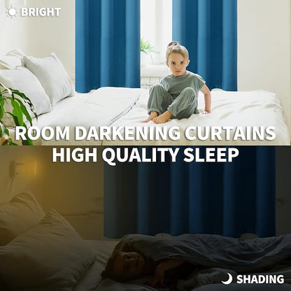 BGment Blackout Curtains - Grommet Thermal Insulated Room Darkening Bedroom and Living Room Curtains, Set of 2 Panels (38 x 54 Inch, Steel Blue)