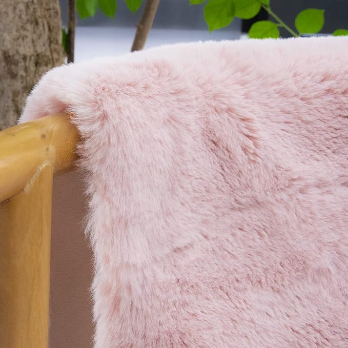 ORINOVA Shag Rug 6x9 Area Rugs for Living Room Pink Fuzzy Washable Faux Rabbit Furry Fur Rugs Bedroom Nursery Rug