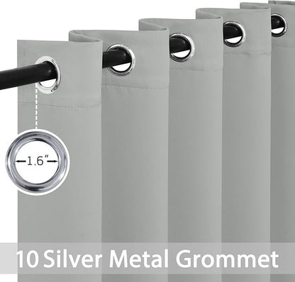 Yakamok Blackout Curtains Room Darkening Thermal Insulated Window Panels,Solid Grommet Top Drapes for Bedroom/Living Room(62Wx72L, Light Grey, 2 Panels)
