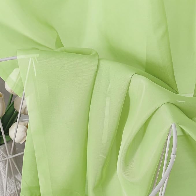 Aiyufeng Lime Sheer Curtains 84 Inches Long 2 Panels Set for Living Room, Light Filtering Window Sheer Drapes for Bedroom, Each 42" W x 84" L