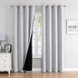 ChrisDowa 100% Blackout Curtains for Bedroom with Black Liner, 2 Thick Layers Total Blackout Thermal Insulated Grommet Window Curtains 2 Panels Set (Greyish White, 52 x 84 Inch)