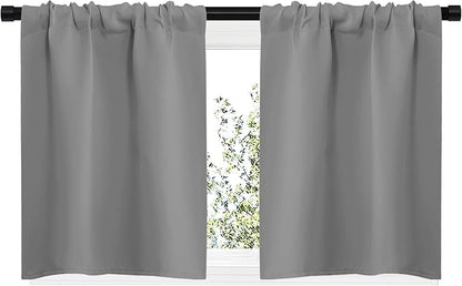 NICETOWN RV Blackout Curtains for Camper Windows, Short Room Darkening Curtains for Kitchen, Home Decoration Thermal Insulated Blackout Drapes for Small Windows (Silver Grey, 2 Panels, W29 x L20)