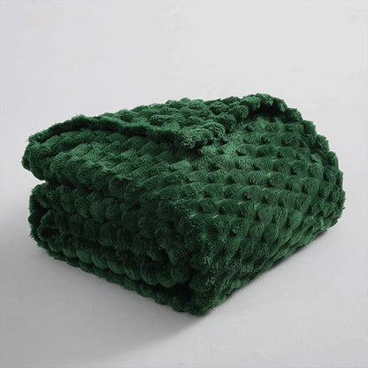 Puncuntex Dark Green Throw Blanket 60"×80" inches Fuzzy 3D Jacquard Decorative Flannel Fleece Super Soft Plush Cozy Blanket for Couch Sofa Chair Lightweight