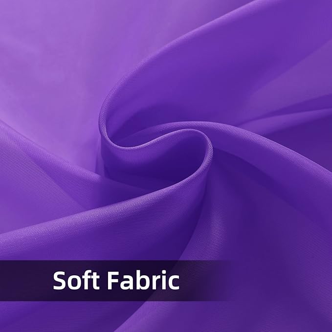 youleyar Solid Sheer Rod Pocket Curtain Voile Draperies 2 Panels White Beige Black Grey Coffee 52 Inch Width 108 Inch Long 1 Pair for Kitchen Bedroom Children Living Room Yard (Purple,52Wｘ108L)