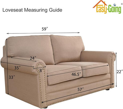 Easy-Going Stretch Loveseat Slipcover 1-Piece Sofa Cover Furniture Protector Couch Soft with Elastic Bottom for Kids Polyester Spandex Jacquard Fabric Small Checks (Loveseat, Navy)