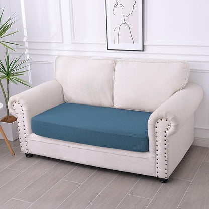 hyha Waterproof Couch Cushion Covers for Pets, Non Slip Sofa Seat Cover for Dogs Washable, Soft Thick Stretch Jacquard Fabric, Sofa Slipcovers with Elastic Bottom (1 Piece for Medium, Blue)
