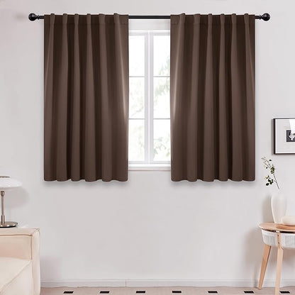 Deconovo Blackout Curtains, Thermal Insulated, W52 x L54 2 Panels, Back Tab, Machine Washable, Room-Darkening Drapes for Bedroom/Living Room Brown