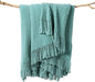 lifein Throw Blanket for Couch, Soft Boho Decor Bed Throw,Cozy Blue Chenille Knitted Small Farmhouse Lightweight Throw (Aqua,60 * 80")