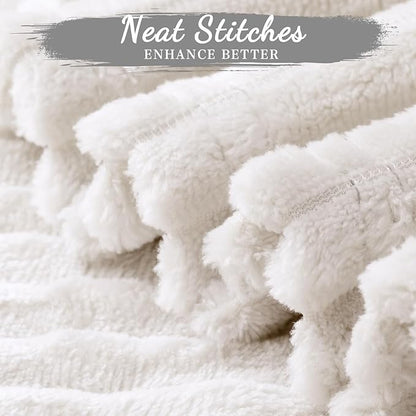 Buryeah 6 Pcs Flannel Throw Blanket Bulk 50 x 60 in Sleepover Blanket Outdoor Wedding Throw Lightweight, Oeko-tex Standard 100 Certified for Sofa Homeless Gifts (Cream White)