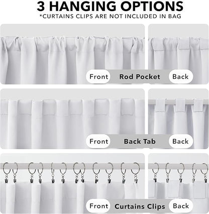 Deconovo Blackout Curtains, Thermal Insulated, W52 x L54 2 Panels, Back Tab, Machine Washable, Room-Darkening Drapes for Bedroom/Living Room Star White