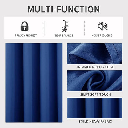 Joydeco Blackout Curtains 63 inch Length 2 Panels Set, Thermal Insulated Long Curtains & Drapes 2 Burg, Room Darkening Grommet Drapes for Bedroom Living Room Windows (W42 x L63 Inch, Royal Blue)