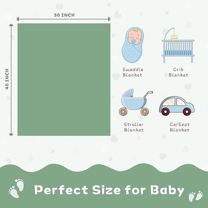 Yurhap Fleece Baby Blanket Heart Checkered, Ultra Soft Cozy Baby Blankets for Boys Girls, Fluffy Infant Toddler Newborn Receiving Gifts for Crib Stroller 30"x40" (Sage Green)