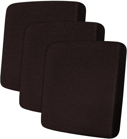 Leather Look Couch Cushion Covers Sofa Seat Slipcovers Sets Couches Furniture Protector for Sectional Armchair Loveseat Pets Kids Stretch Spandex Fabric (3 Cushion Sofa, Chocolate)
