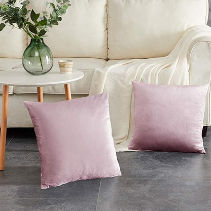 GIGIZAZA Decorative Couch Throw Pillow Cover,Set of 2 18x18 Sweet Lilac Pillow Covers,Square Sofa Velvet Throw Cushions