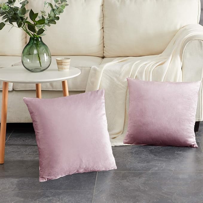 GIGIZAZA Decor Throw Couch Pillow Covers,Set o 2 Sweet Lilac Sofa Cushion Pillow Covers,Velvet Pillow Cases 26x26inch