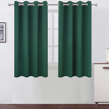 LEMOMO Dark Green Bedroom Blackout Curtains/52 x 54 Inch Long/Set of 2 Curtain Panels/Thermal Insulated Room Darkening Curtains