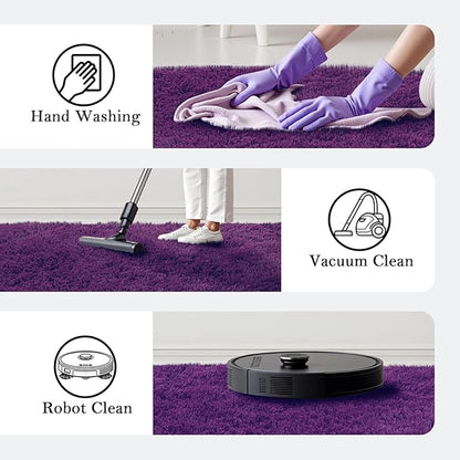 Rugs for Bedroom 4x6, Alfombras para Salas Shag Large Plush Soft Area Rug, Shaggy Carpets for Livingroom, Kids Boys Girls Home Decor Aesthetic(Grape Purple, 4 x 6)