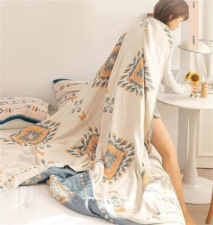 MSGKV Spring Blankets Cotton Throw Blanket 60''x 80'' Muslin Blanket for Couch Bed Chair, Soft Bed Cotton Quilted Boho Quilts Blankets Gifts for Women